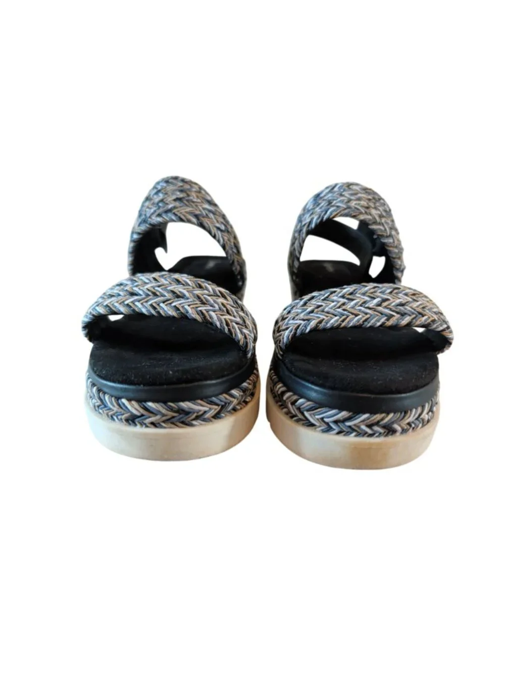Jambu Destiny Women’s 9M Platform Wedge Sandals Braided Strappy Black Gray